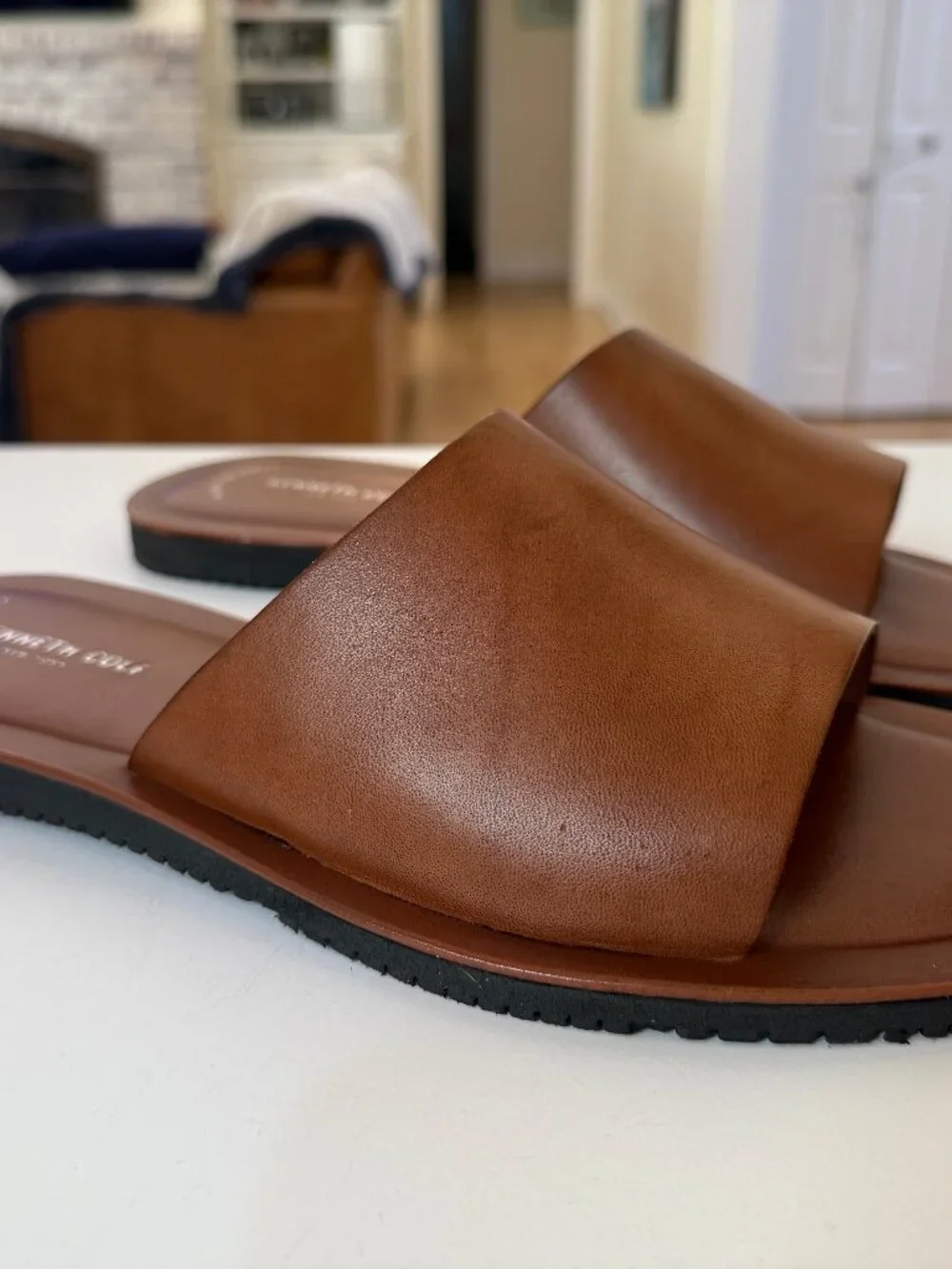 Kenneth Cole New York Reel It In Leather Slipers - Size 10 M - Brown